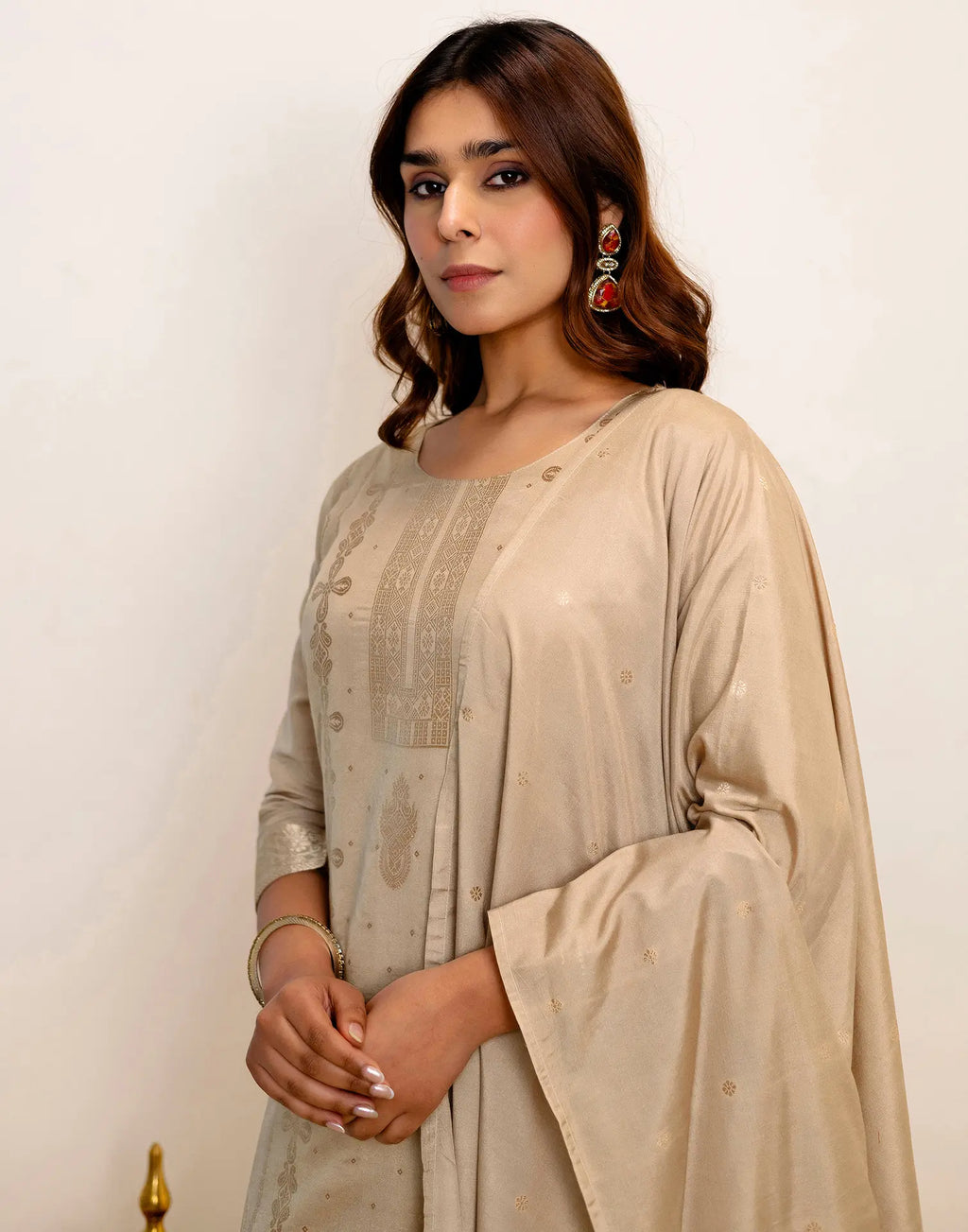 Silk Woven Straight 3 Piece Kurta Set