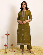 Silk Woven Straight 3 Piece Kurta Set