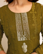 Silk Woven Straight 3 Piece Kurta Set