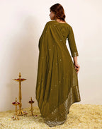 Silk Woven Straight 3 Piece Kurta Set