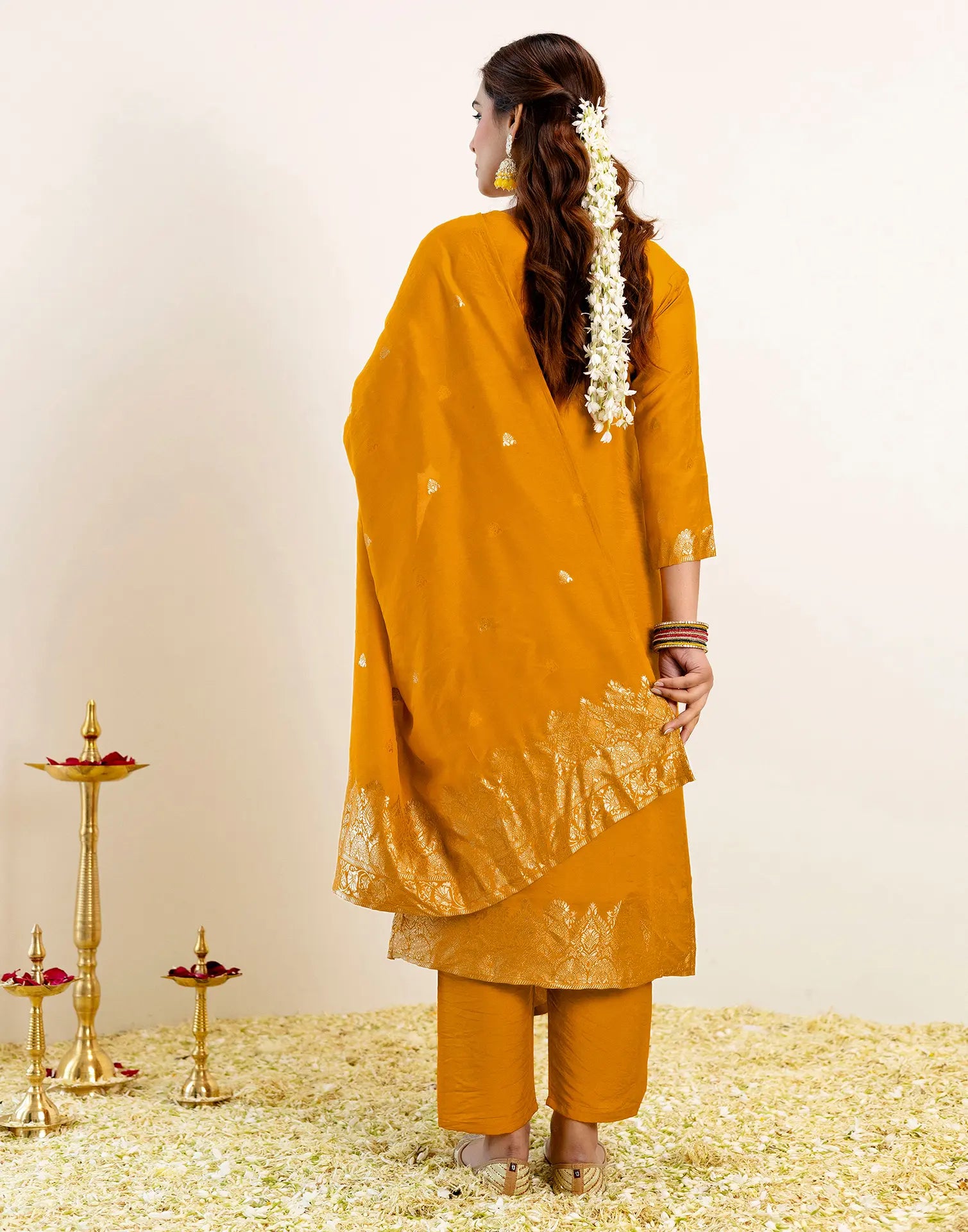Silk Woven Straight 3 Piece Kurta Set