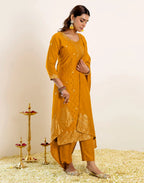 Silk Woven Straight 3 Piece Kurta Set
