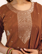 Silk Woven Straight 3 Piece Kurta Set