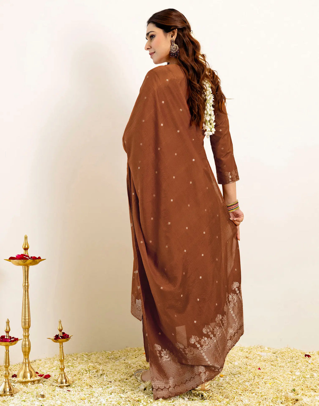 Silk Woven Straight 3 Piece Kurta Set