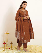Silk Woven Straight 3 Piece Kurta Set