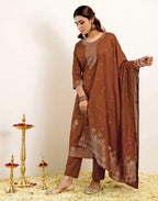 Silk Woven Straight 3 Piece Kurta Set