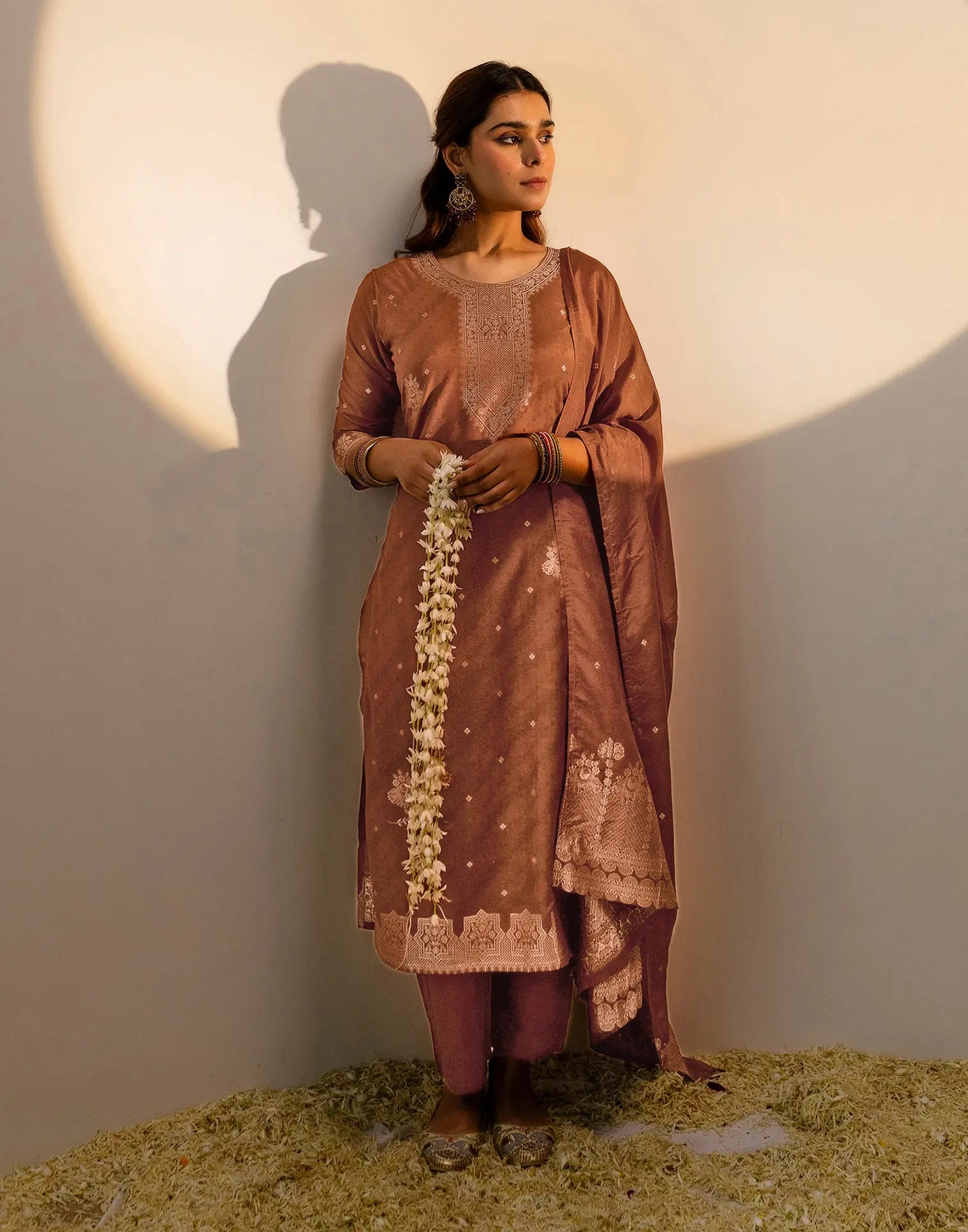 Silk Woven Straight 3 Piece Kurta Set