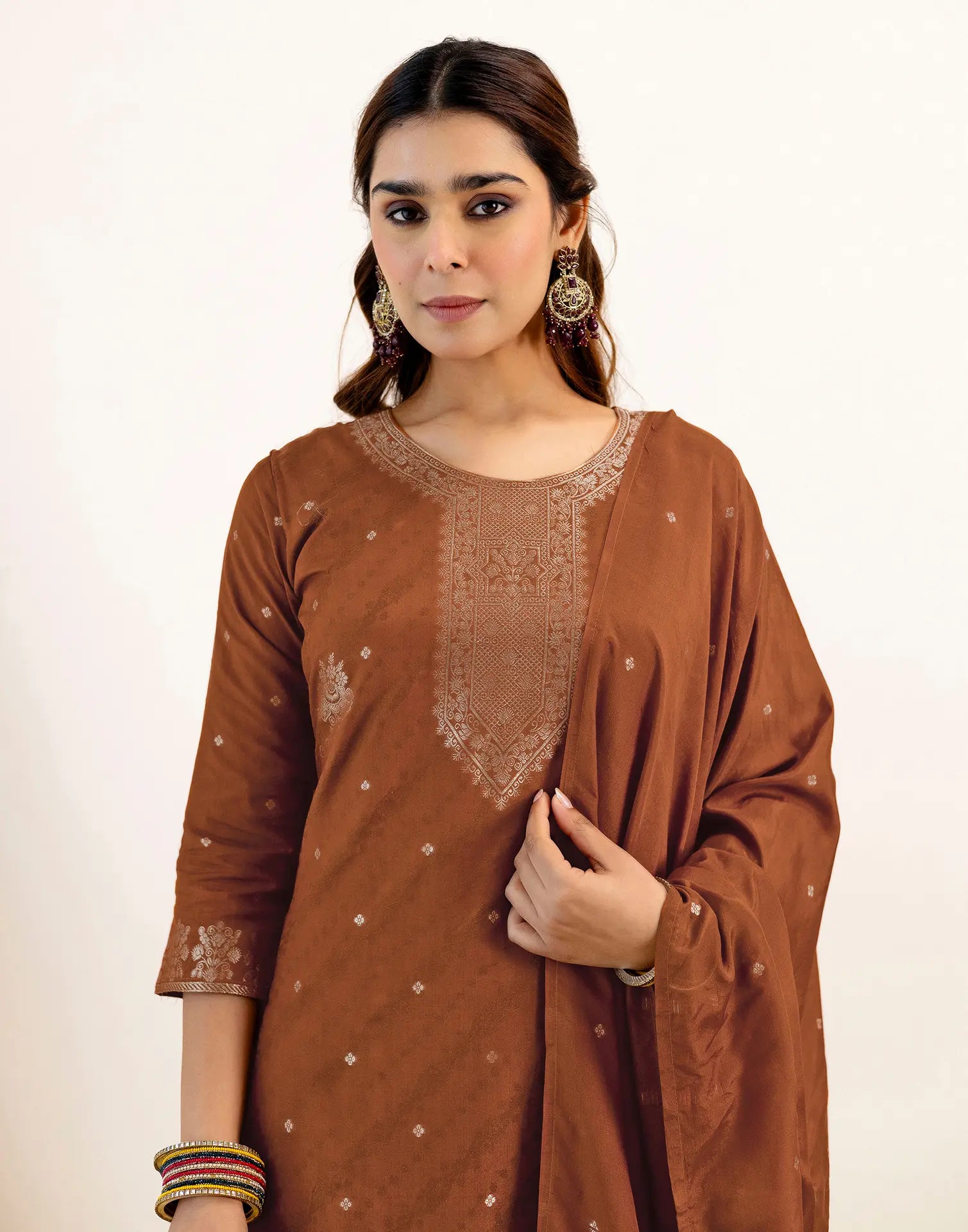 Silk Woven Straight 3 Piece Kurta Set