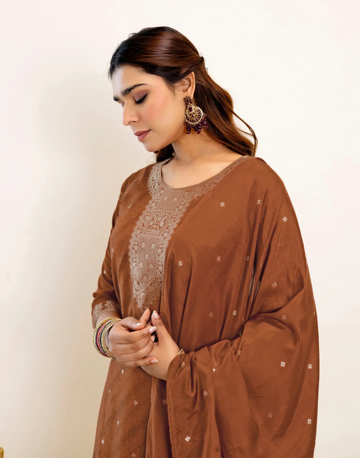 Silk Woven Straight 3 Piece Kurta Set