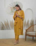 Silk Sequins Work Straight 3 Piece Kurta Set