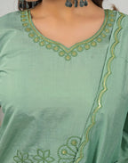 Silk Sequins Work Straight 3 Piece Kurta Set