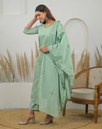 Silk Sequins Work Straight 3 Piece Kurta Set