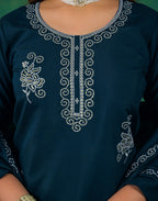 Silk Sequins Work Straight 3 Piece Kurta Set