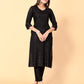Black Rayon Straight Kurta Set with Sequence Embroidery under 1000