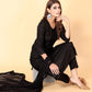 Black Rayon Straight Kurta Set with Sequence Embroidery under 1000