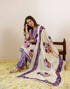 Viscose Rayon Printed A-Line 3 Piece Kurta Set