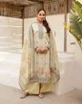Shroud Beige Round Neck Digital Printed Straight 3 Piece Kurta Set with Dupatta