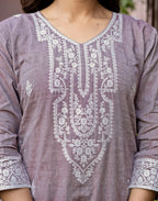 Skylee Cotton Woven Straight 3 Piece Kurta Set For Woman
