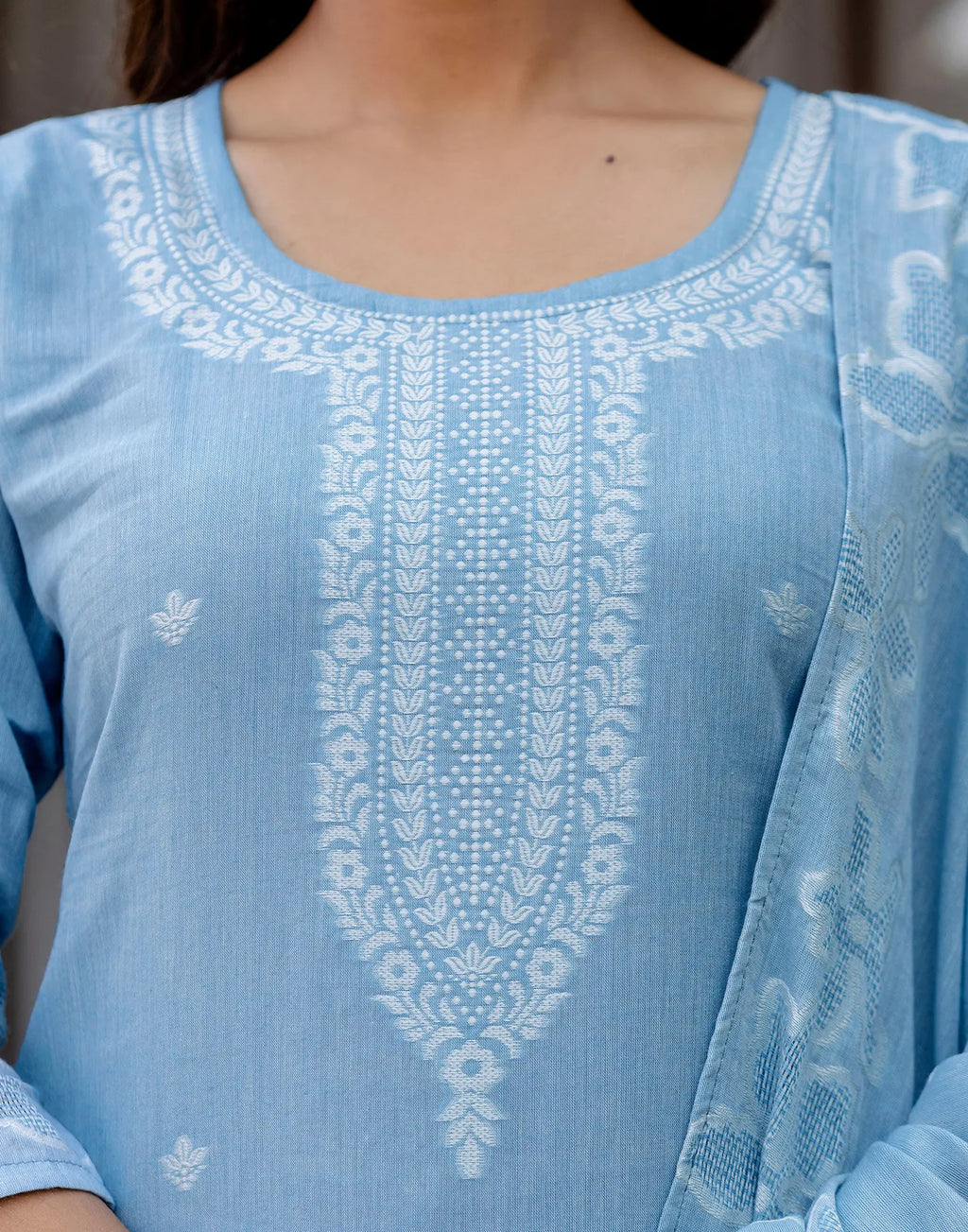 Skylee Cotton Woven Straight 3 Piece Kurta Set For Woman