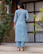 Skylee Cotton Woven Straight 3 Piece Kurta Set For Woman