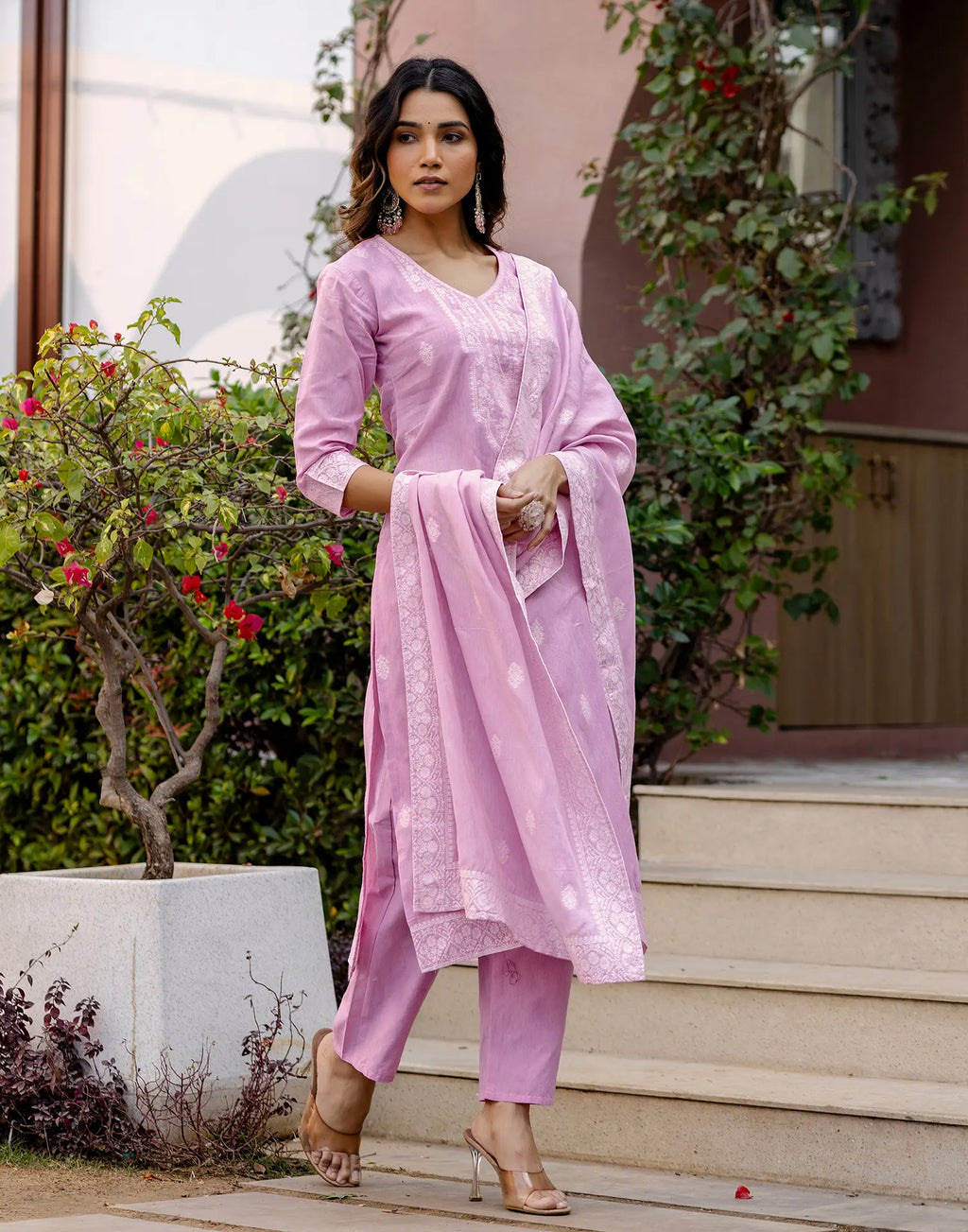 Cotton Woven Straight 3 Piece Kurta Set