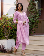Cotton Woven Straight 3 Piece Kurta Set