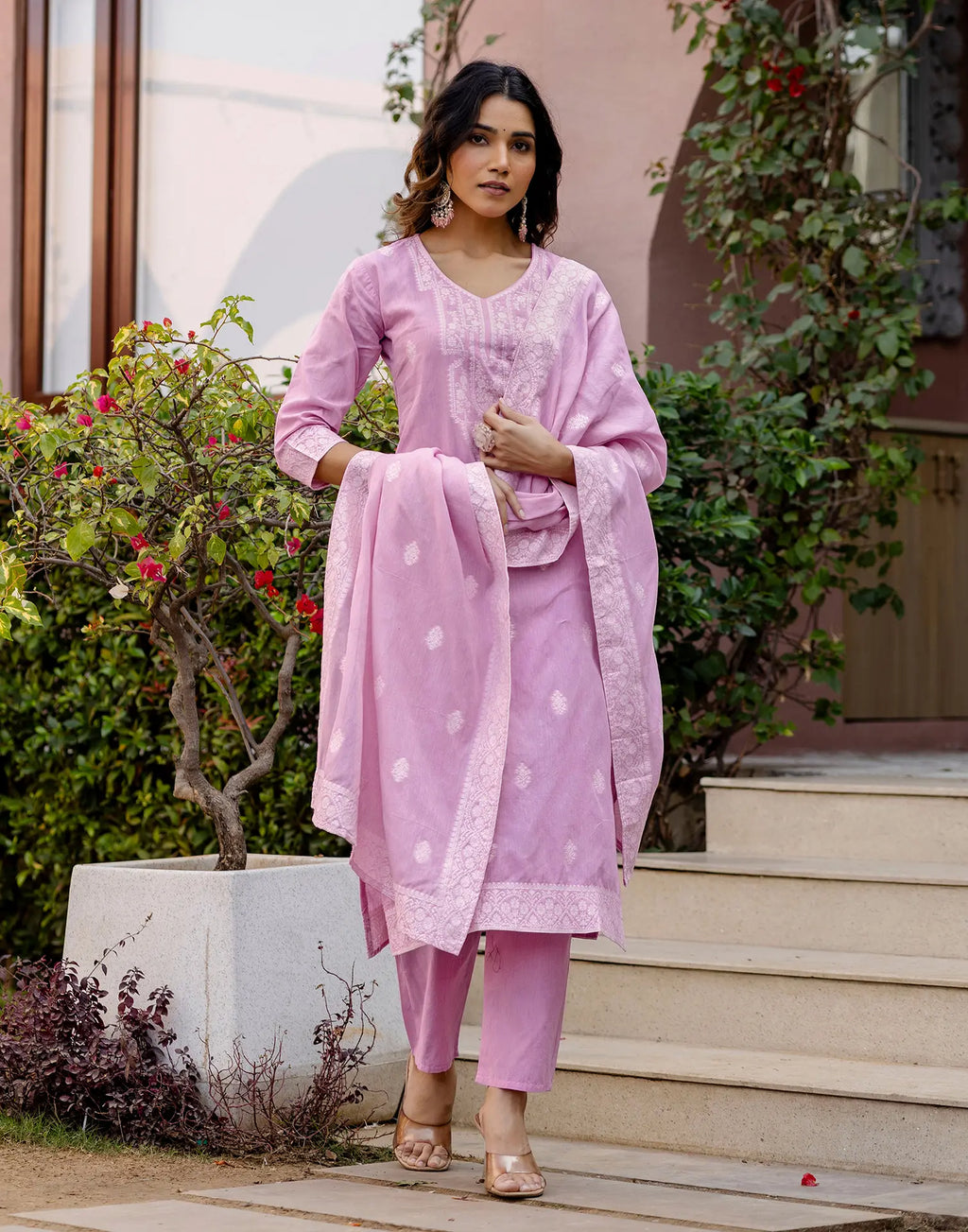 Cotton Woven Straight 3 Piece Kurta Set