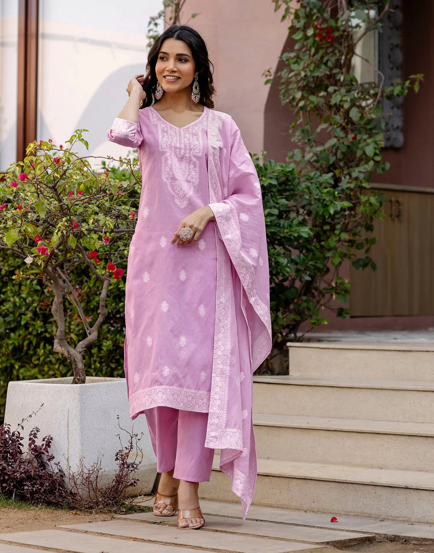 Cotton Woven Straight 3 Piece Kurta Set