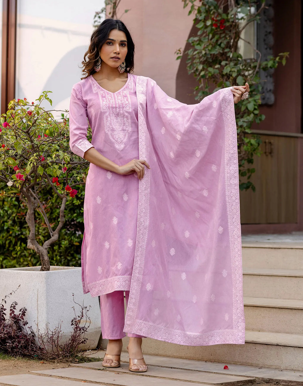 Cotton Woven Straight 3 Piece Kurta Set