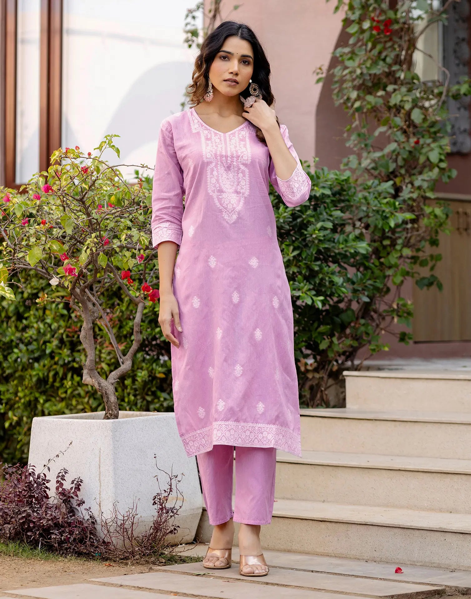 Cotton Woven Straight 3 Piece Kurta Set