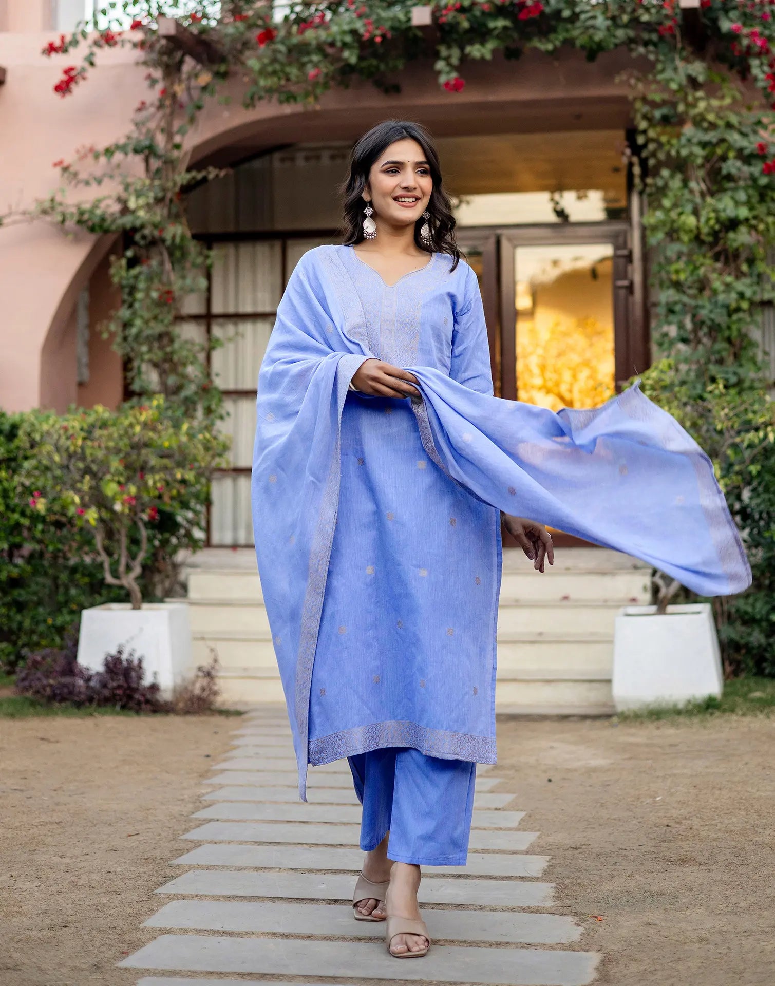 Cotton Woven Woven Straight 3 Piece Kurta Set