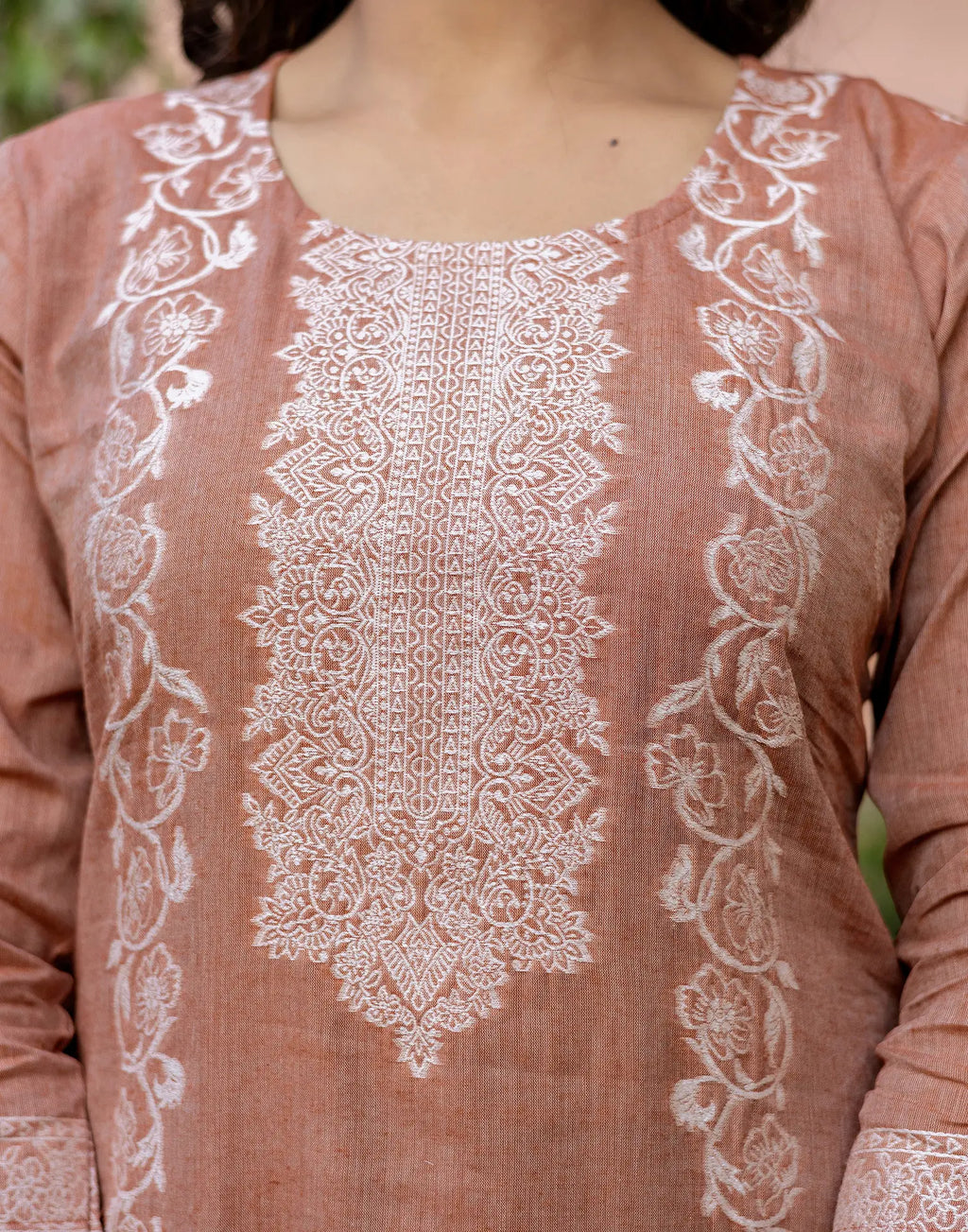 Skylee Cotton Woven Straight 3 Piece Kurta Set For Woman