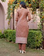 Skylee Cotton Woven Straight 3 Piece Kurta Set For Woman