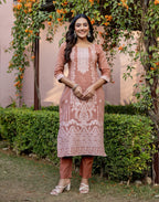 Skylee Cotton Woven Straight 3 Piece Kurta Set For Woman
