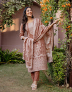 Skylee Cotton Woven Straight 3 Piece Kurta Set For Woman