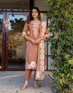 Skylee Cotton Woven Straight 3 Piece Kurta Set For Woman