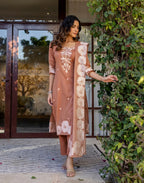 Skylee Cotton Woven Straight 3 Piece Kurta Set For Woman