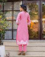 Skylee Cotton Woven Straight 3 Piece Kurta Set For Woman