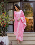 Skylee Cotton Woven Straight 3 Piece Kurta Set For Woman