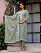 Cotton Woven Straight 3 Piece Kurta Set
