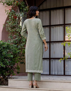 Cotton Woven Straight 3 Piece Kurta Set