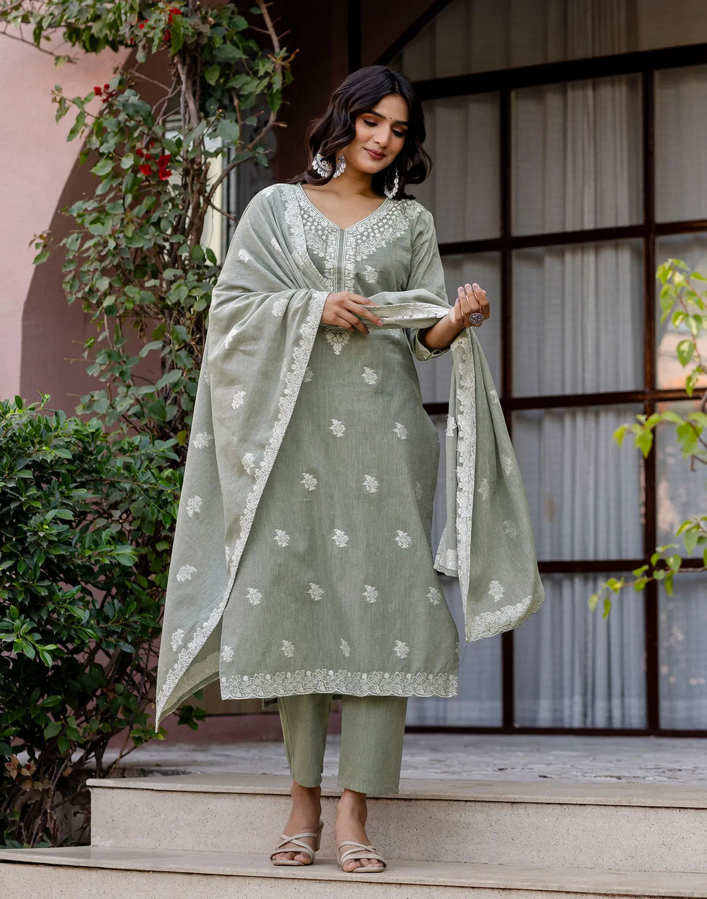Cotton Woven Straight 3 Piece Kurta Set