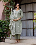 Cotton Woven Straight 3 Piece Kurta Set