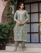 Cotton Woven Straight 3 Piece Kurta Set