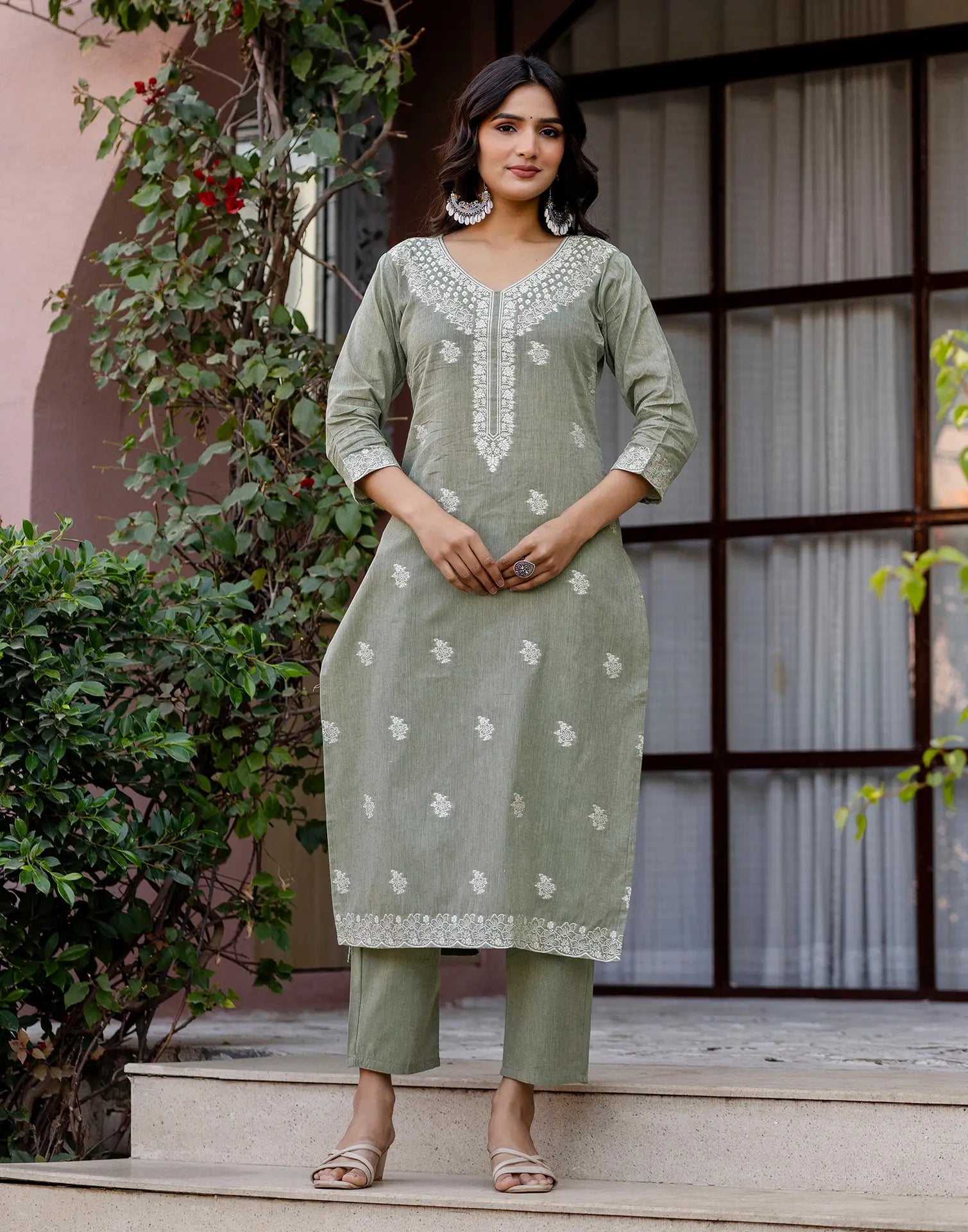 Cotton Woven Straight 3 Piece Kurta Set