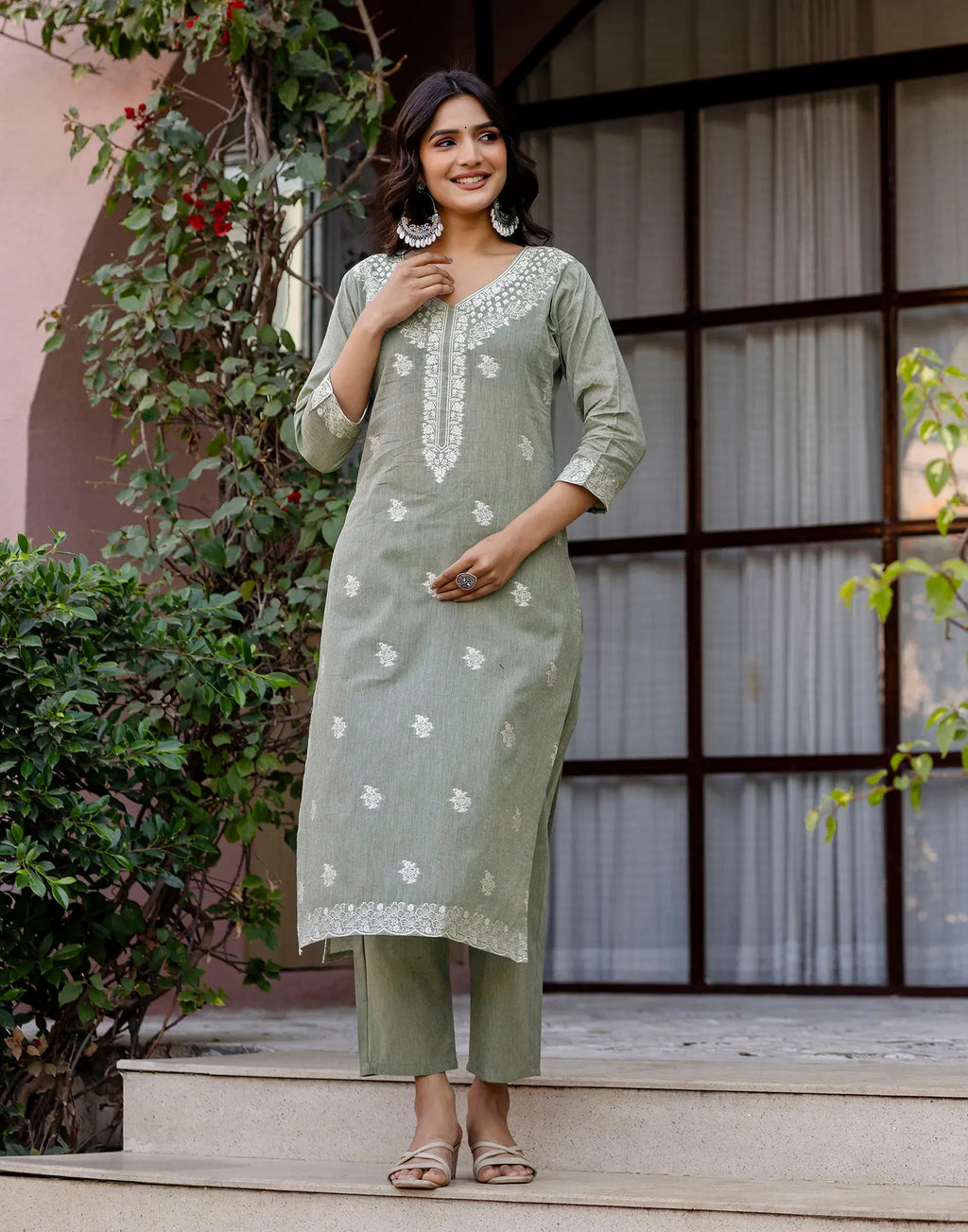 Cotton Woven Straight 3 Piece Kurta Set