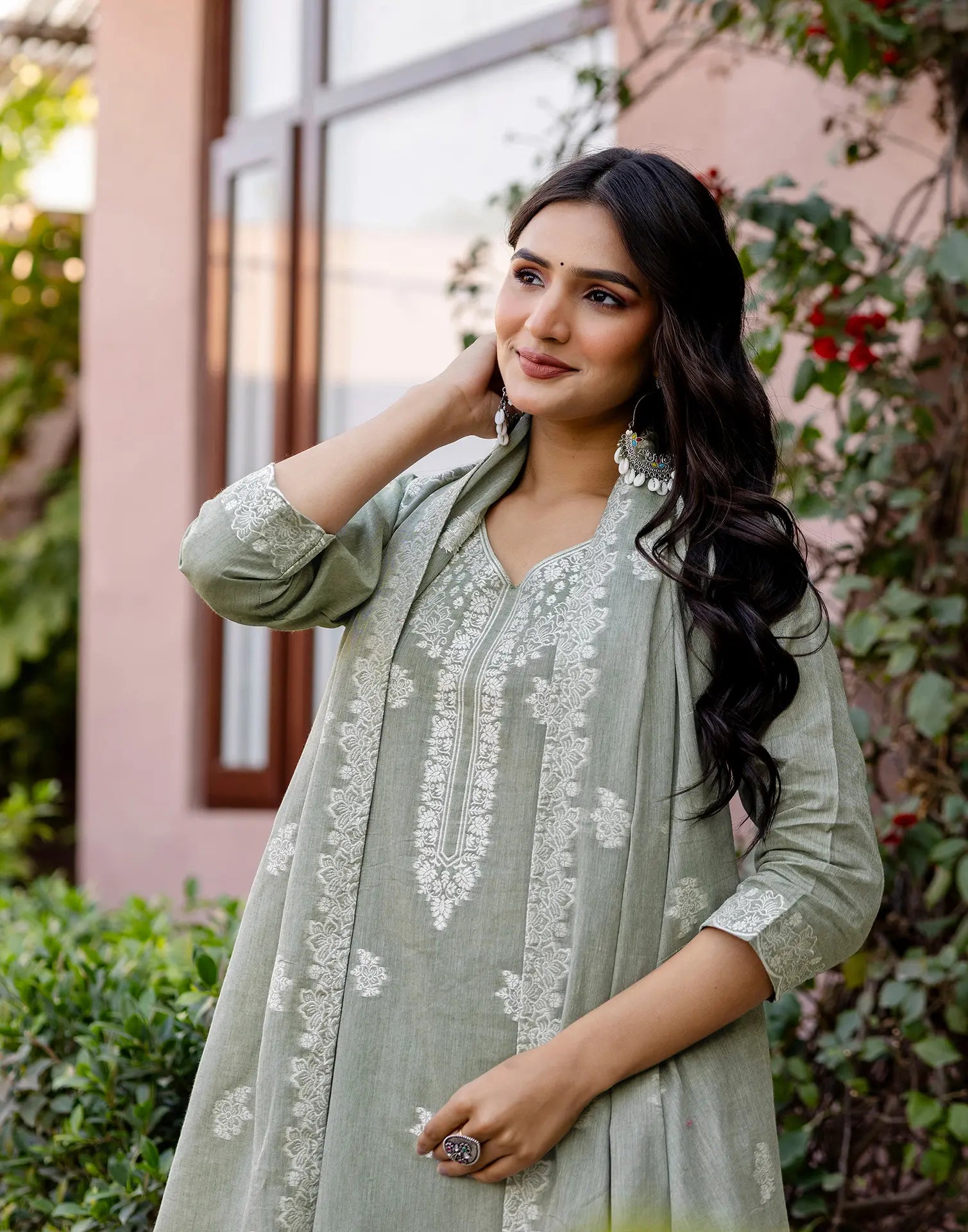Cotton Woven Straight 3 Piece Kurta Set