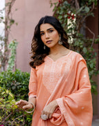 Skylee Cotton Woven Straight 3 Piece Kurta Set For Woman