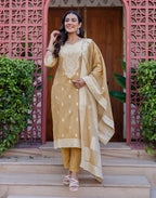 Cotton Woven Straight 3 Piece Kurta Set
