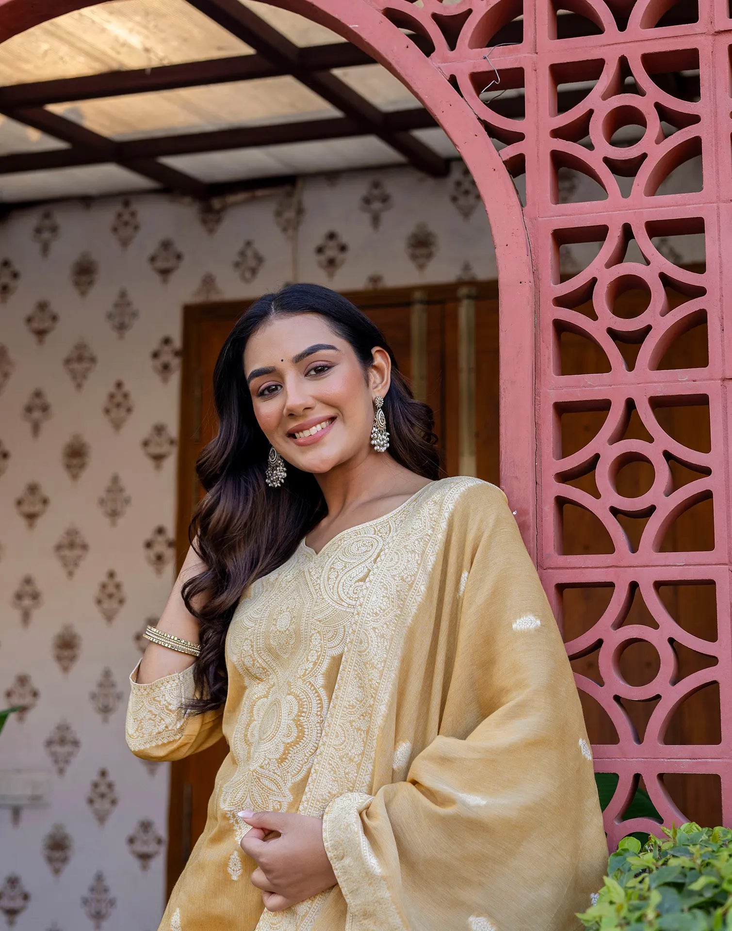 Cotton Woven Straight 3 Piece Kurta Set